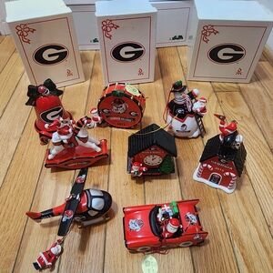 8 Various Years Of Danbury Mint Georgia Bulldogs (UGA) Christmas ornaments